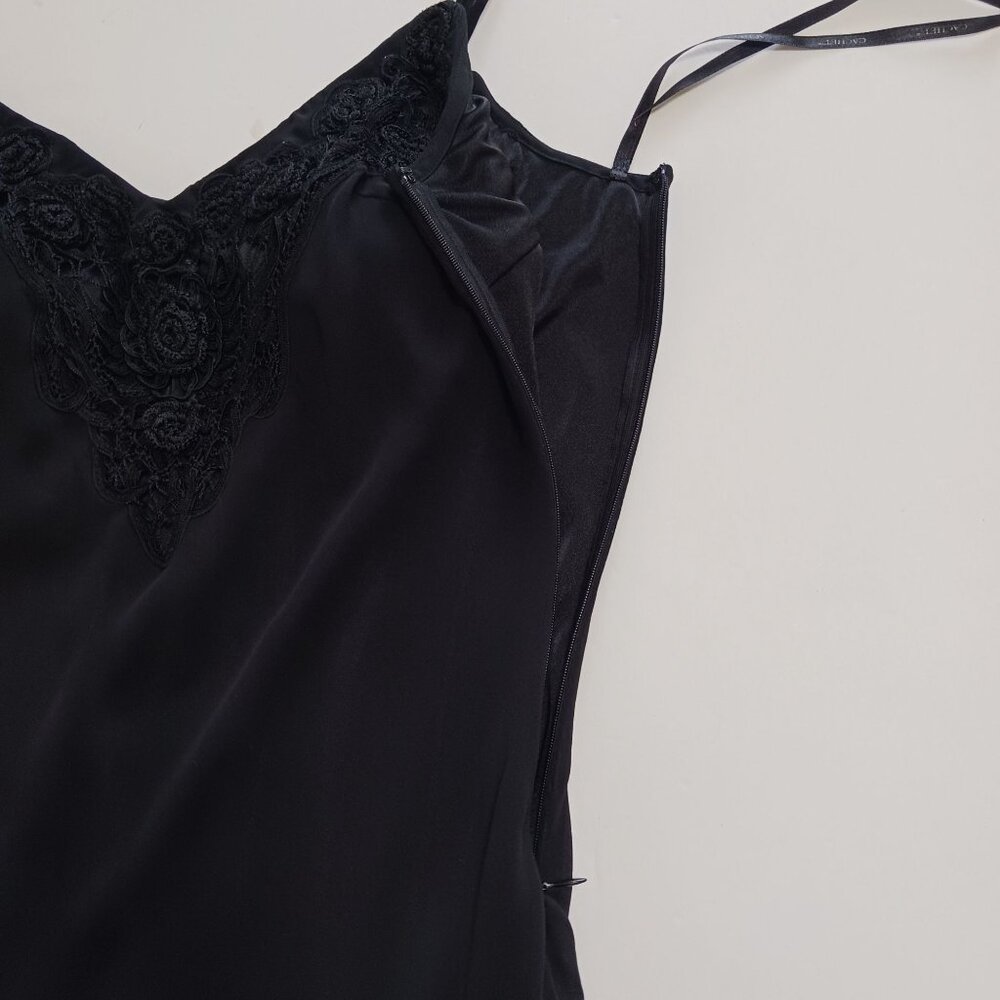 Vintage Cachet Y2K Black Handkerchief Hem Midi Dress Crochet Details Size 12 - Picture 10 of 14